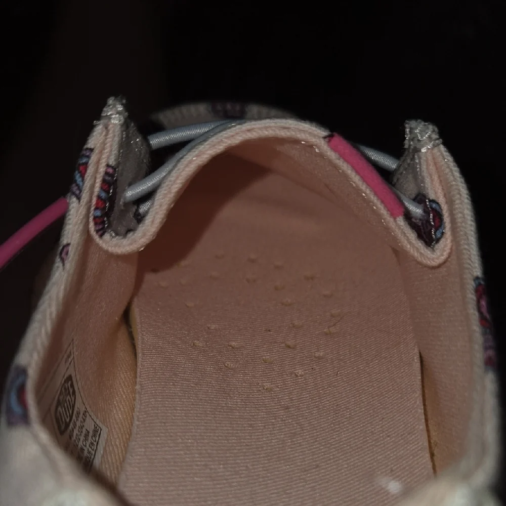 Hey Dude Kids Moccasins - Pink and Cream Heart Pattern